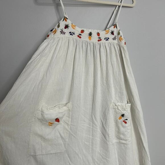 Madewell Fresca Fruit Embroidered Cami White Midi Dress Women’s Size Small - Picture 6 of 10